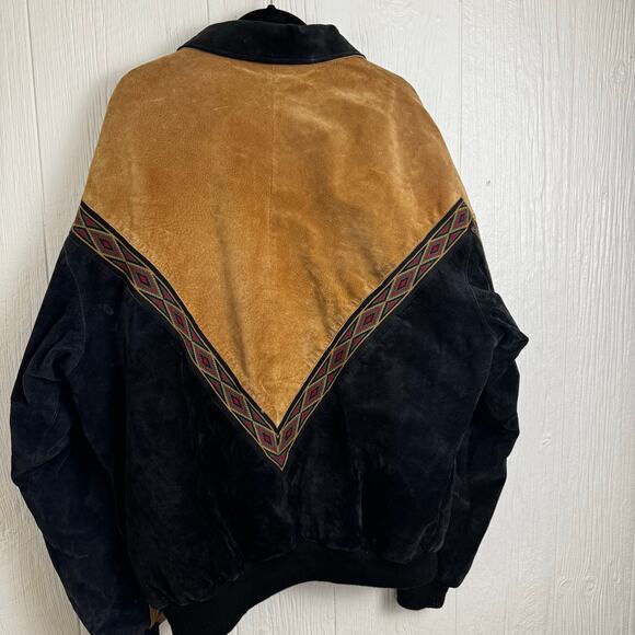 Cripple Creek Vintage Leather Aztec Colorblock Suede Jacket Size XXL Western - Picture 11 of 14